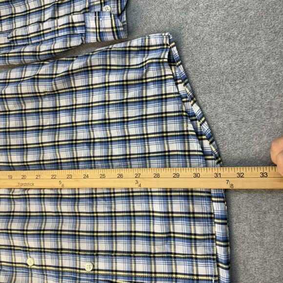 Chaps Shirt Men's XL Blue Yellow Plaid Easy Care Long Sleeve Button Front - Picture 6 of 9
